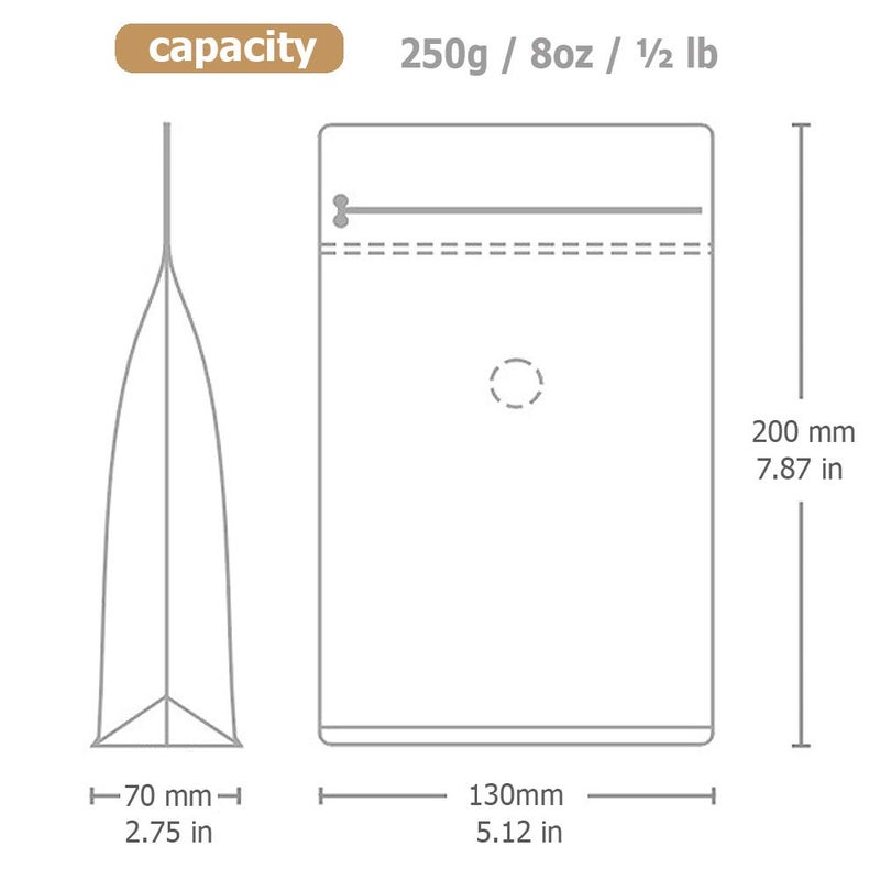 mocare Coffee Bags 0.5 Lb - Kraft Paper Bags Kraft Coffee Bags with Valve,50Pcs Stand up Coffee Pouches for Coffee Bean Storage-8oz (50 Pieces) (0.5lb / 8oz) - Image 2